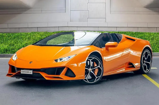 Orange Lamborghini Huracán EVO Spyder Rental Los Angeles | Arancio Xanto V10 Supercar | Marco Polo Motor Cars